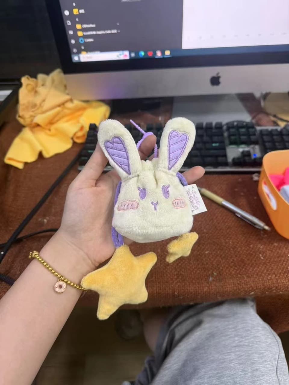 Bunny cotton doll plush keychain charm