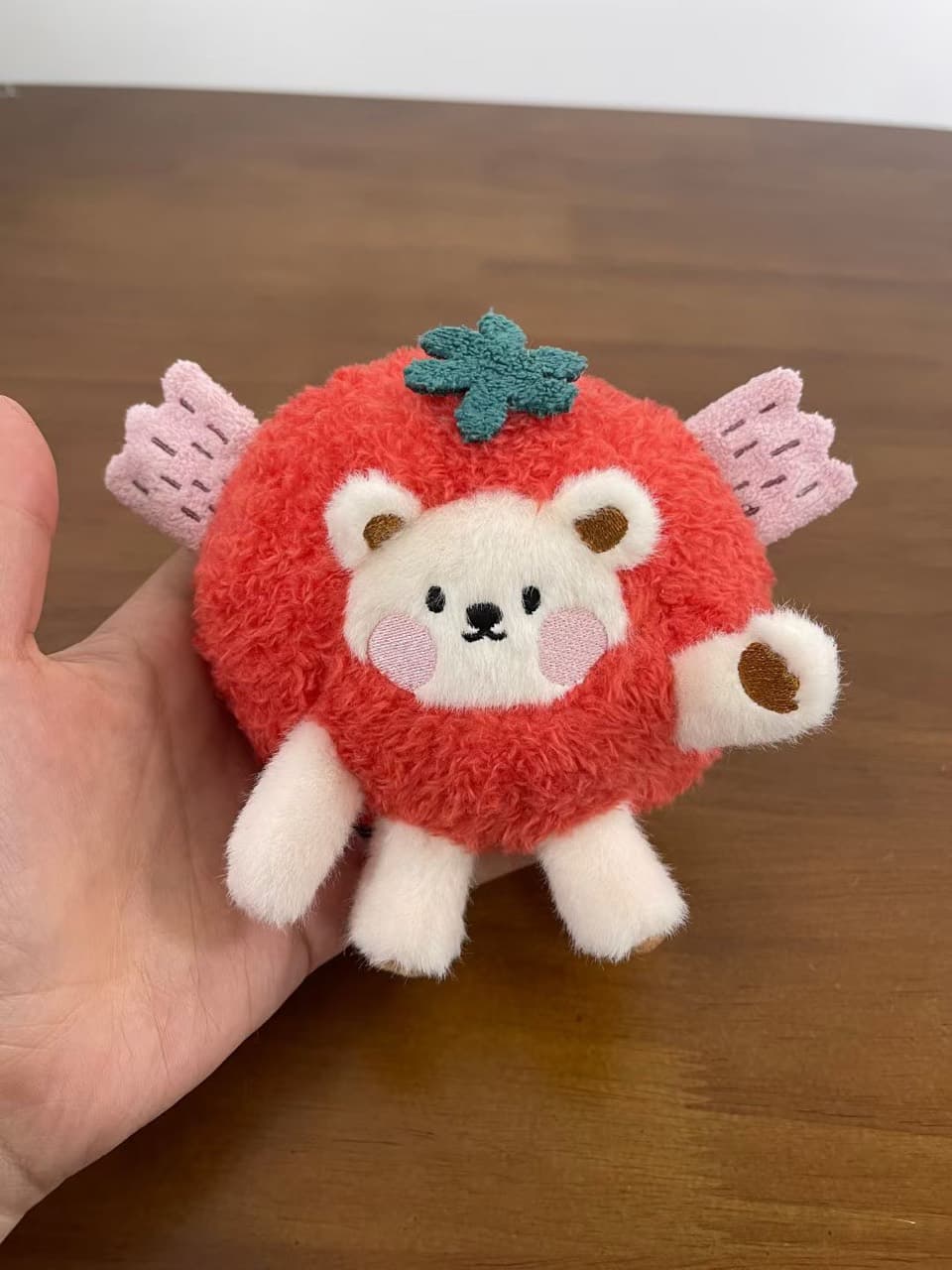 Tomato bear plush charm keychain